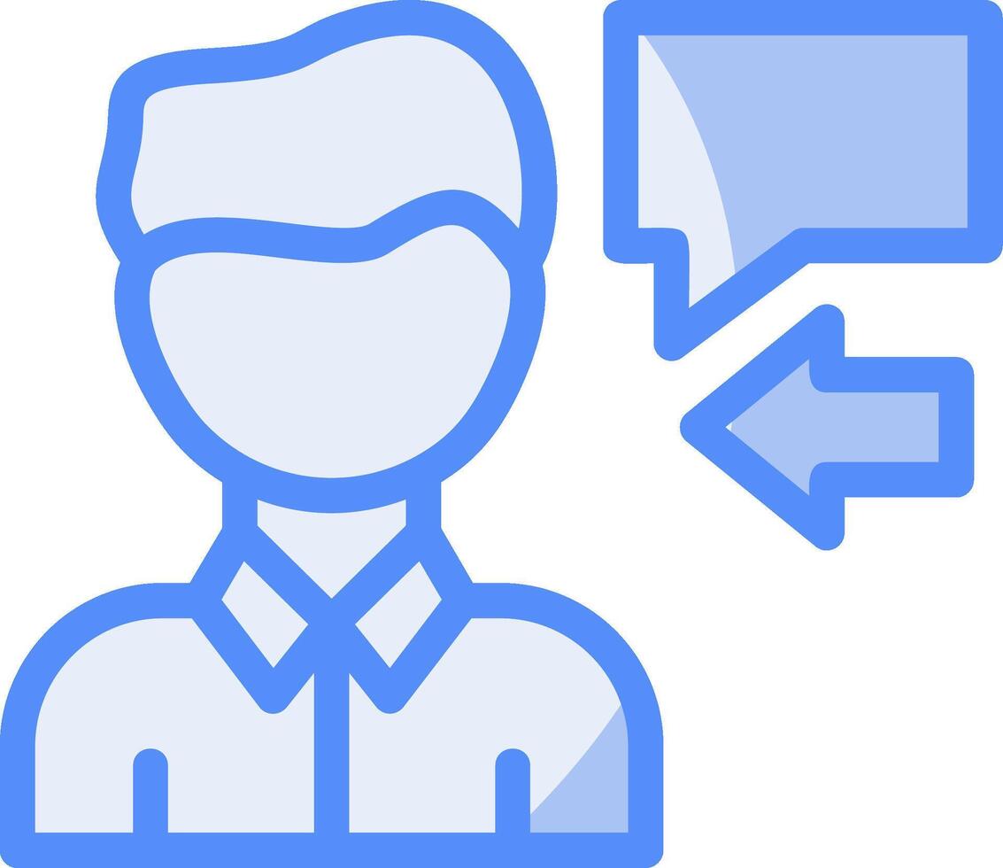 Interviewer Line Filled Blue Icon vector