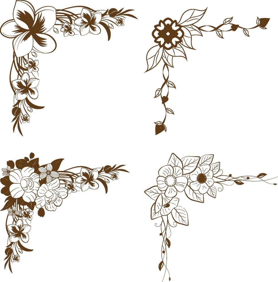 Flower corners for vintage frames illustration vector