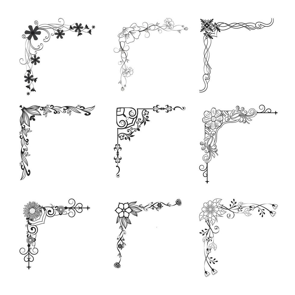 Corners elements for frames for page decoration vector
