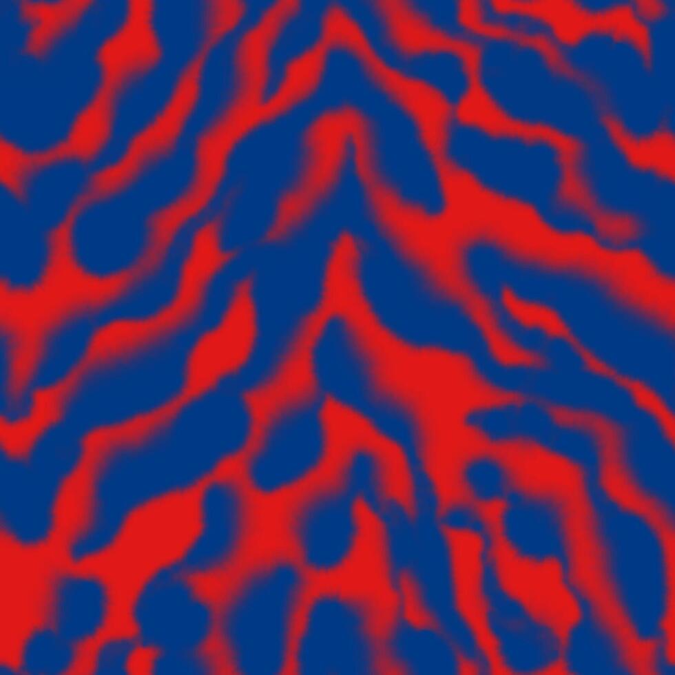 Watercolor tiger seamless pattern. Blurred animal stripes in red and dark blue colors. Defocused spots vector