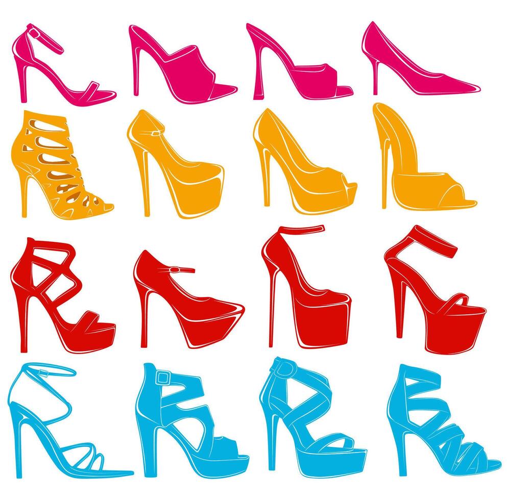 Set high heels icon logo flat design vector illustration