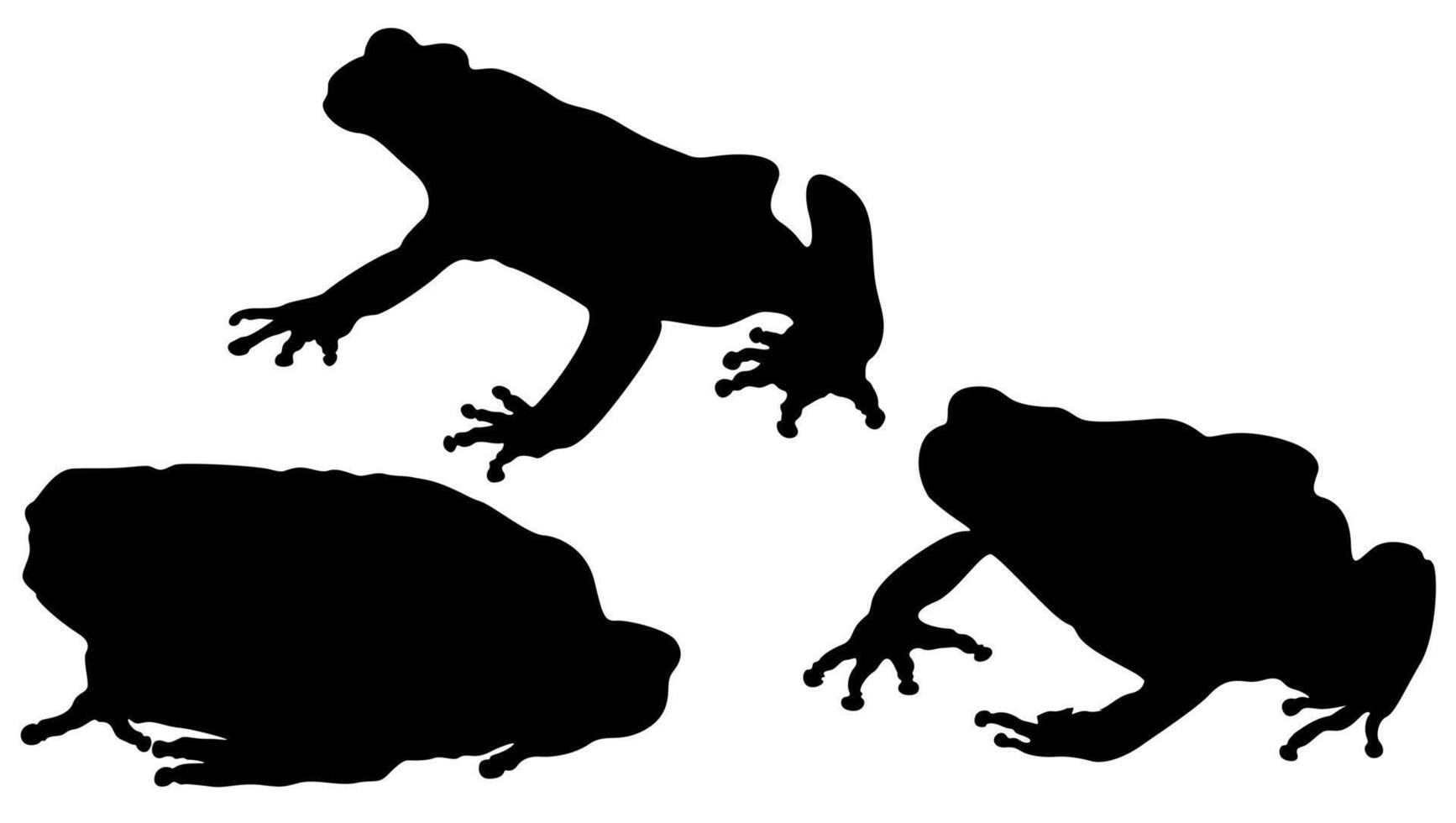 conjunto vector ranas negro silueta icono ilustración