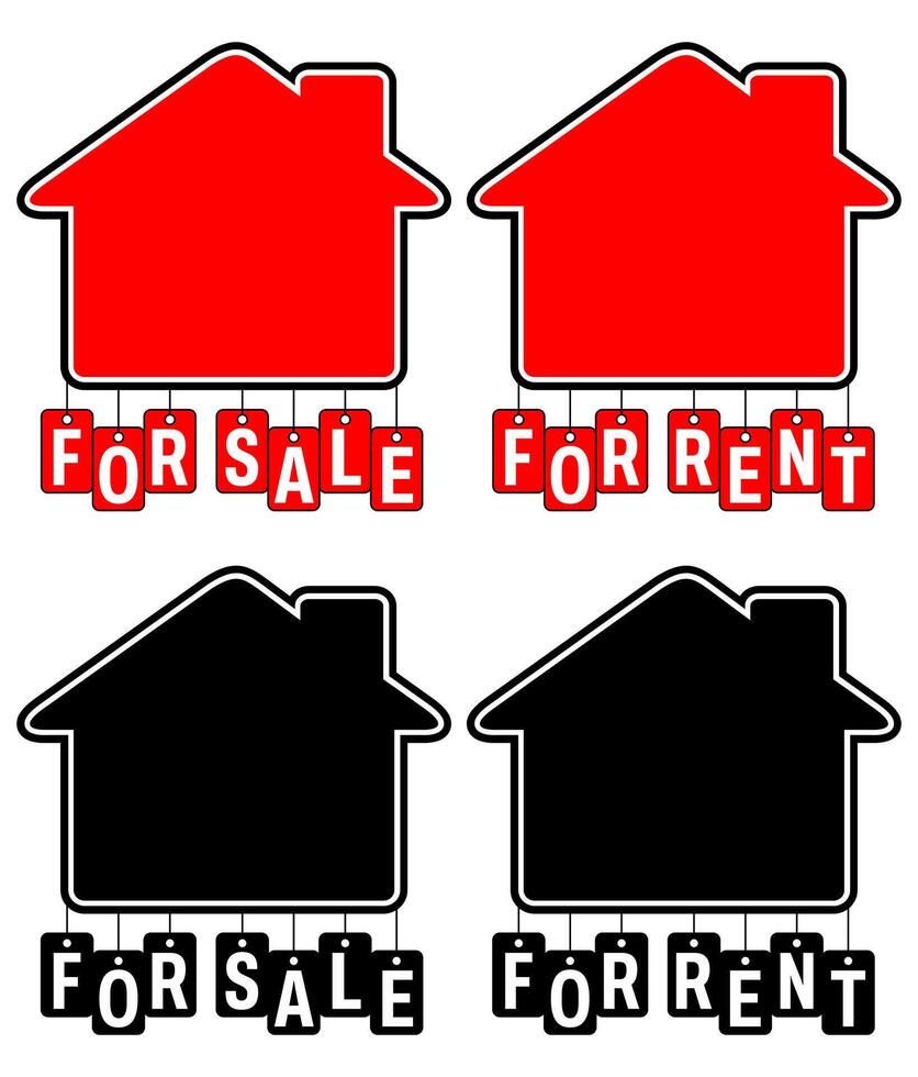 Set for sale and for rent sign icon. House Marketing vector illustration