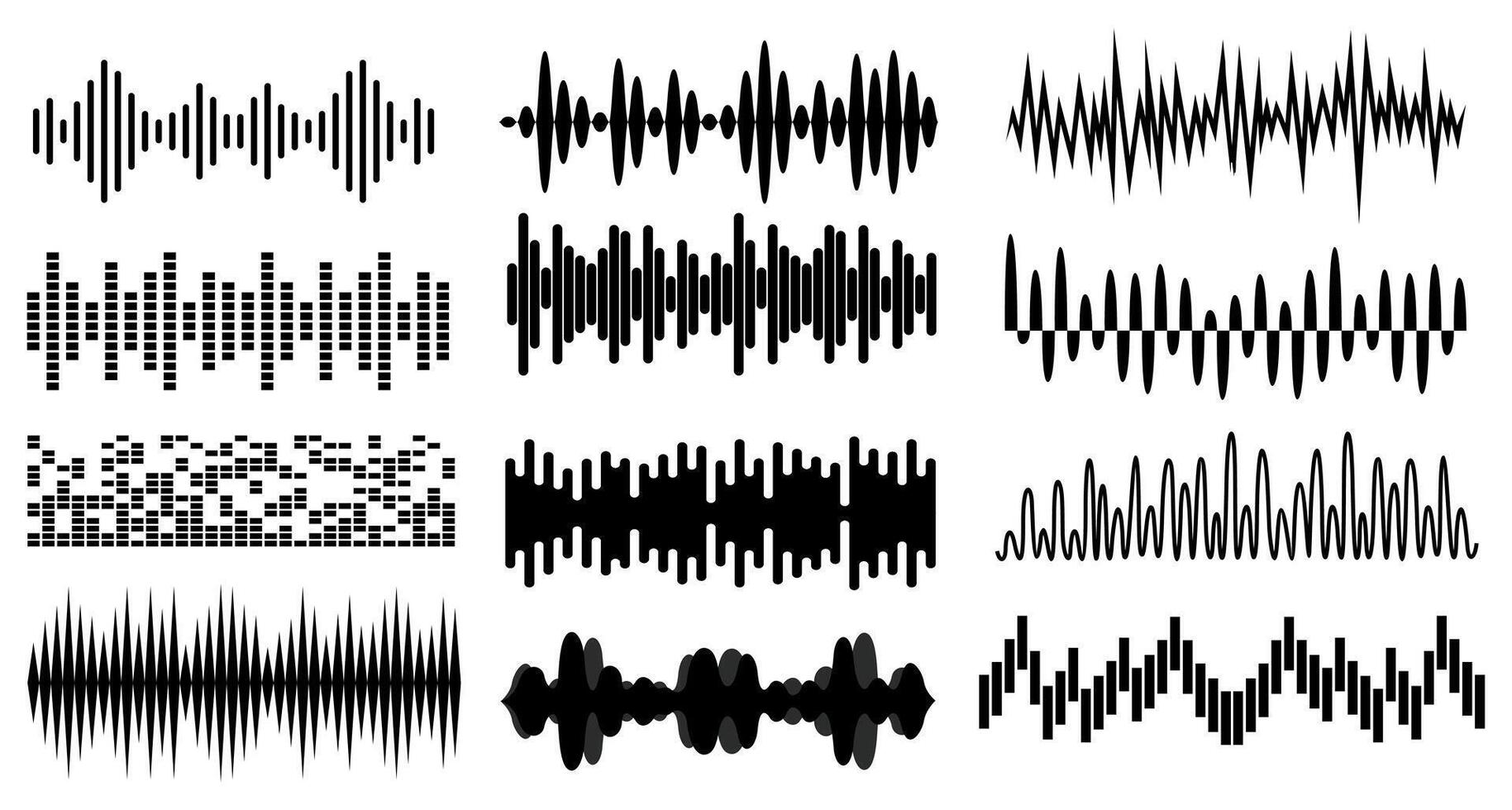 conjunto sonido olas icono. ruidoso golpear audio símbolo diseño vector ilustración