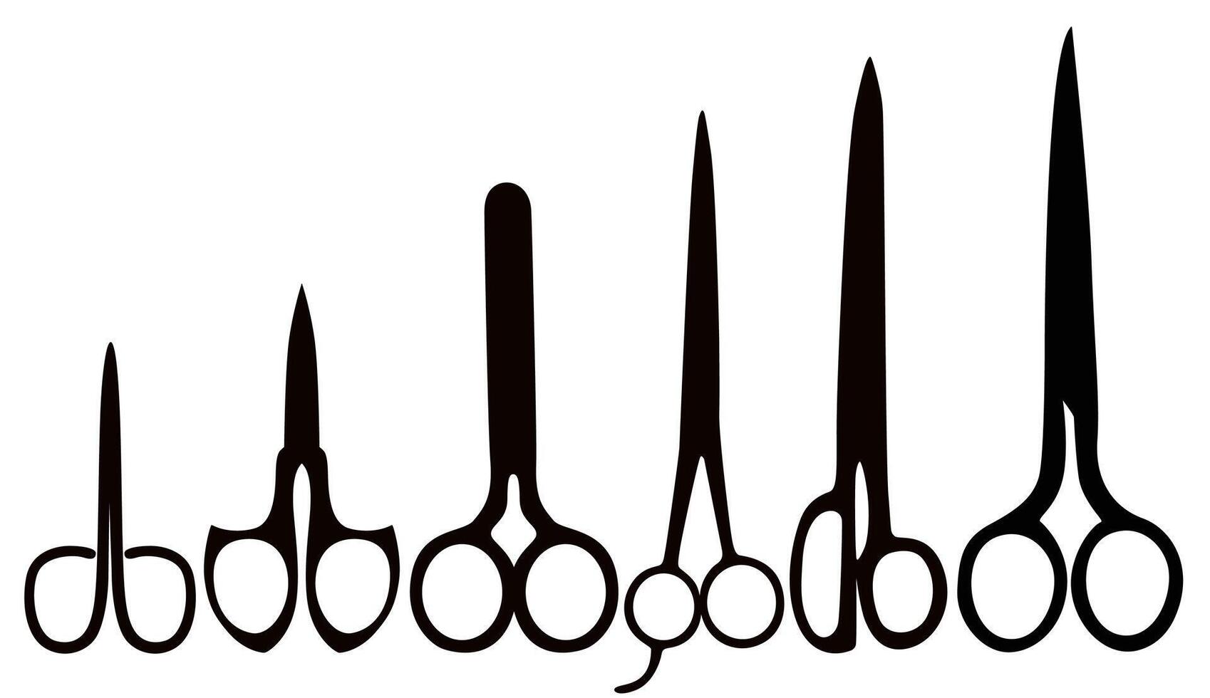 set vector scissors black silhouette icon logo illustration