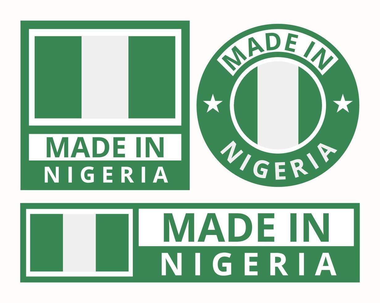 vector conjunto hecho en Nigeria diseño producto etiquetas negocio íconos ilustración