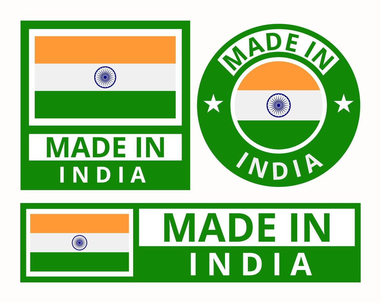 vector conjunto hecho en India diseño producto etiquetas negocio íconos ilustración