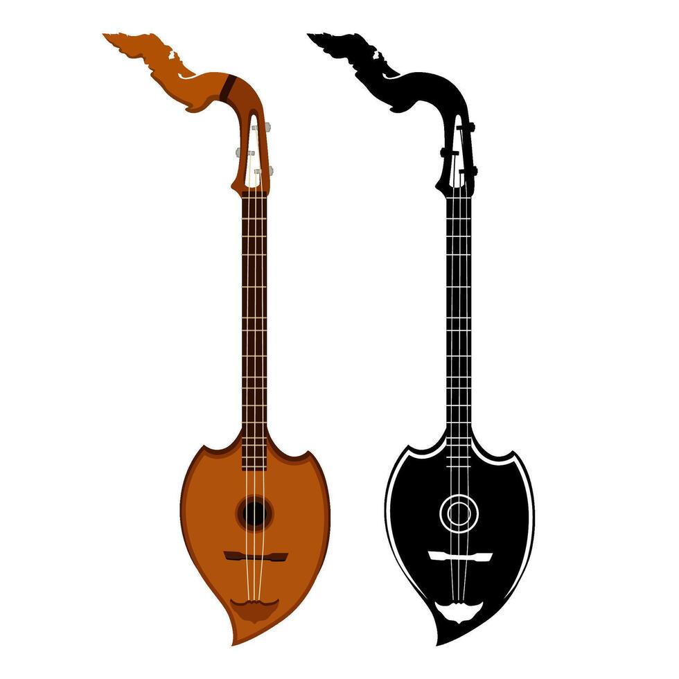 Isarn Guitar Acoustic icon. Thailand Guitar Music Instrument Vector Illustration