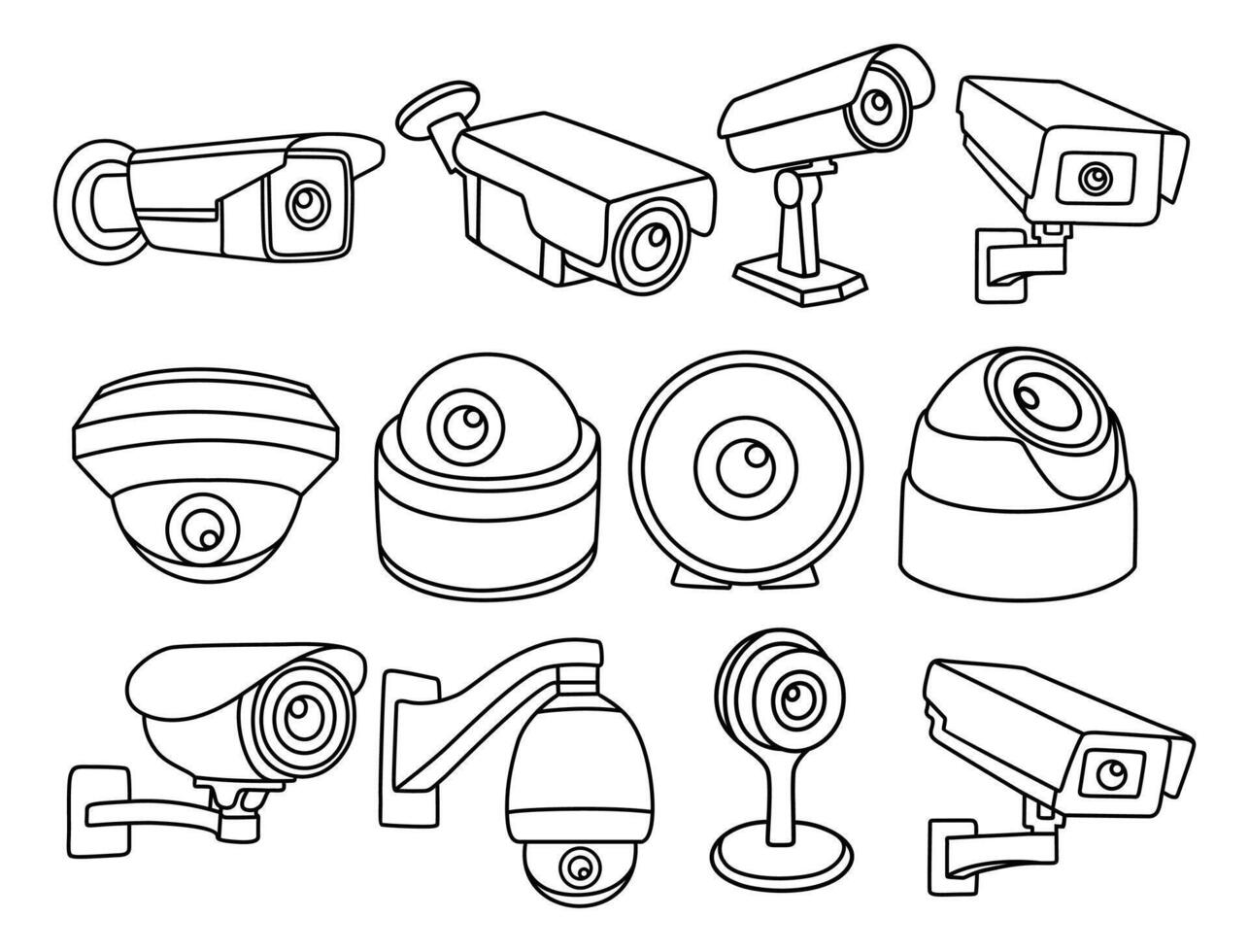 conjunto vector sencillo cctv icono firmar diseño