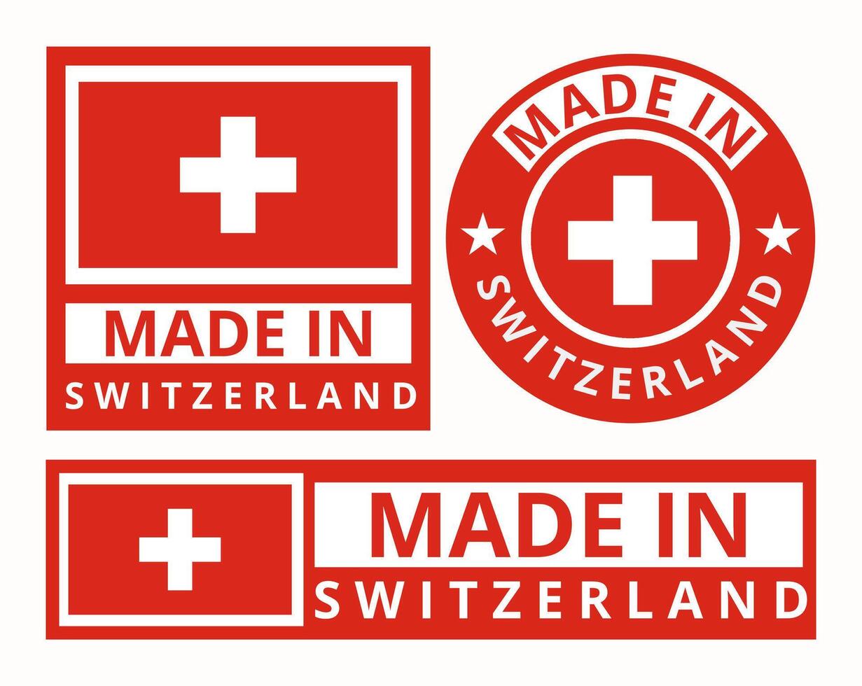 vector conjunto hecho en Suiza diseño producto etiquetas negocio íconos ilustración