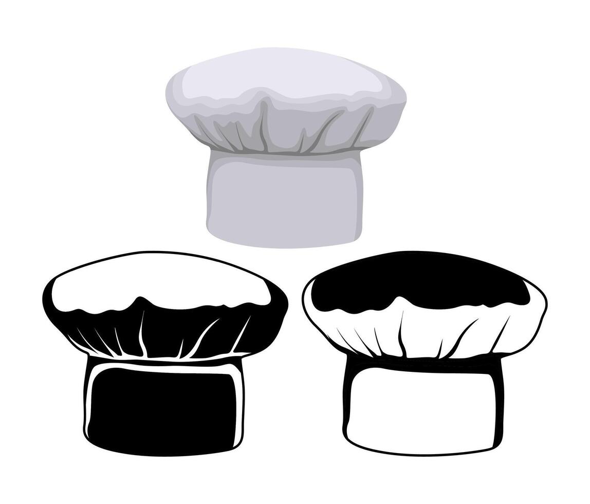 conjunto cocinero sombrero icono vector ilustración