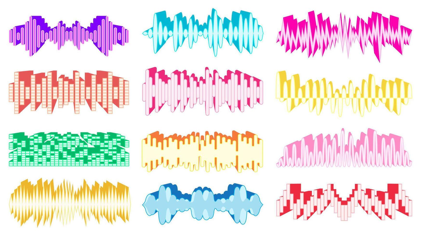 Set trendy Sound waves icon logo. Loud Audio Sound design vector illustration