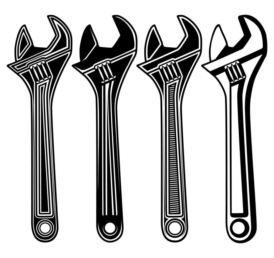 Set collections adjustable wrench icon design repair tools vector Illustration