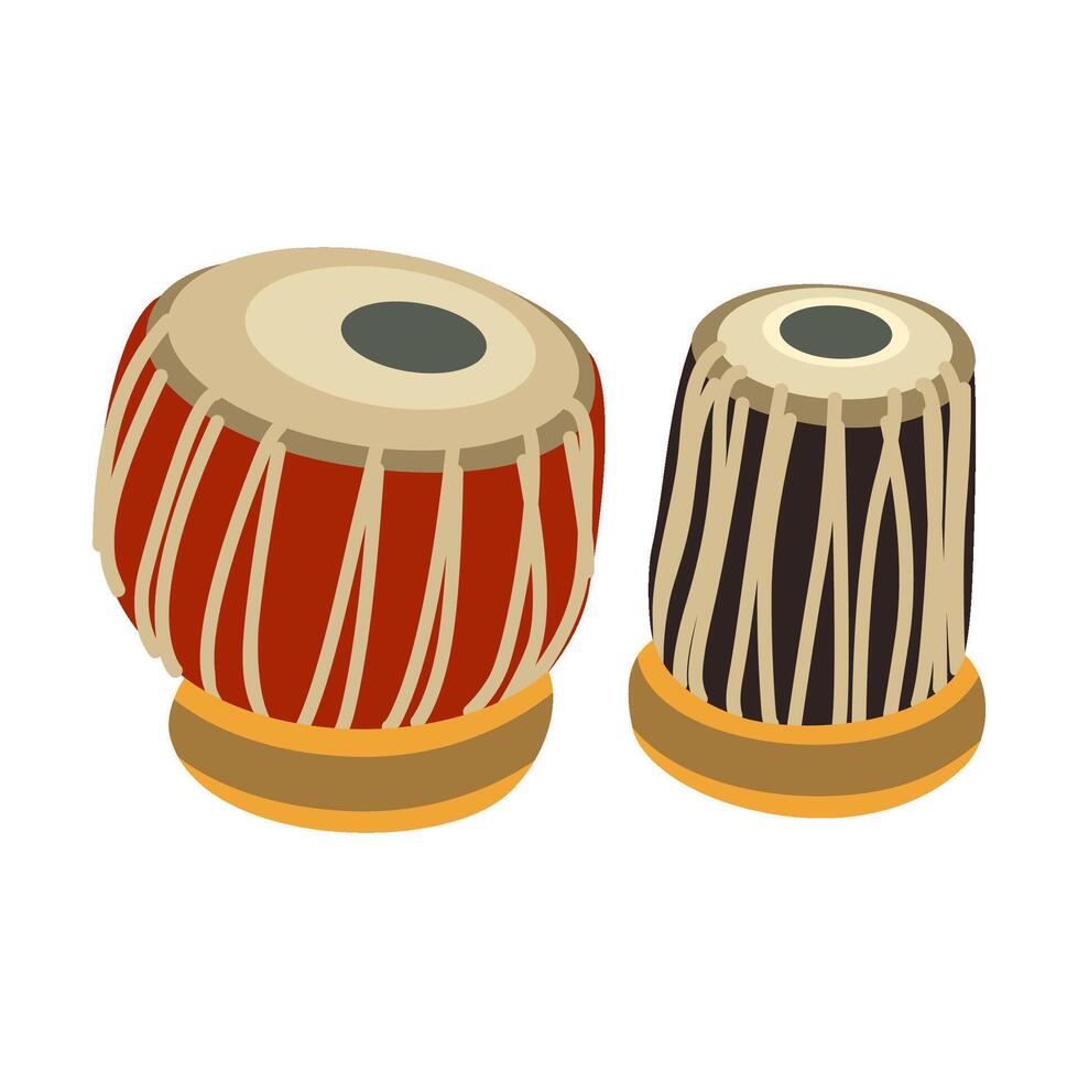 Tabla, India Pakistan Hindustani Oriental Music Instrument Icon Vector Illustration