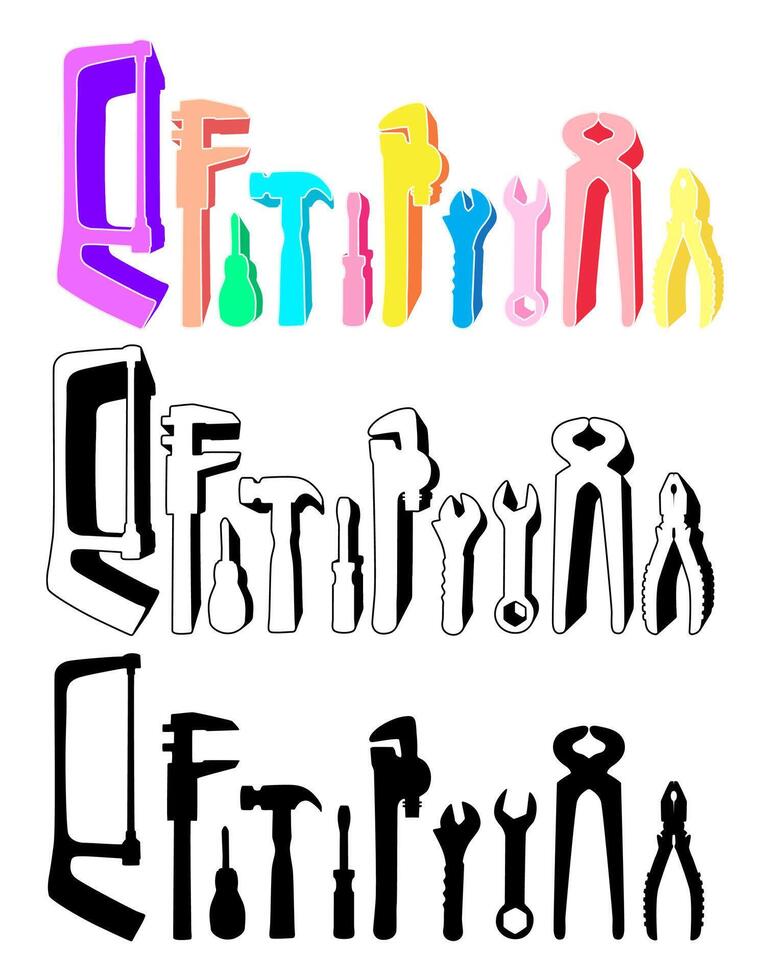Set colorful trendy repairs tools icon. Handyman mechanical tools design vector illustration