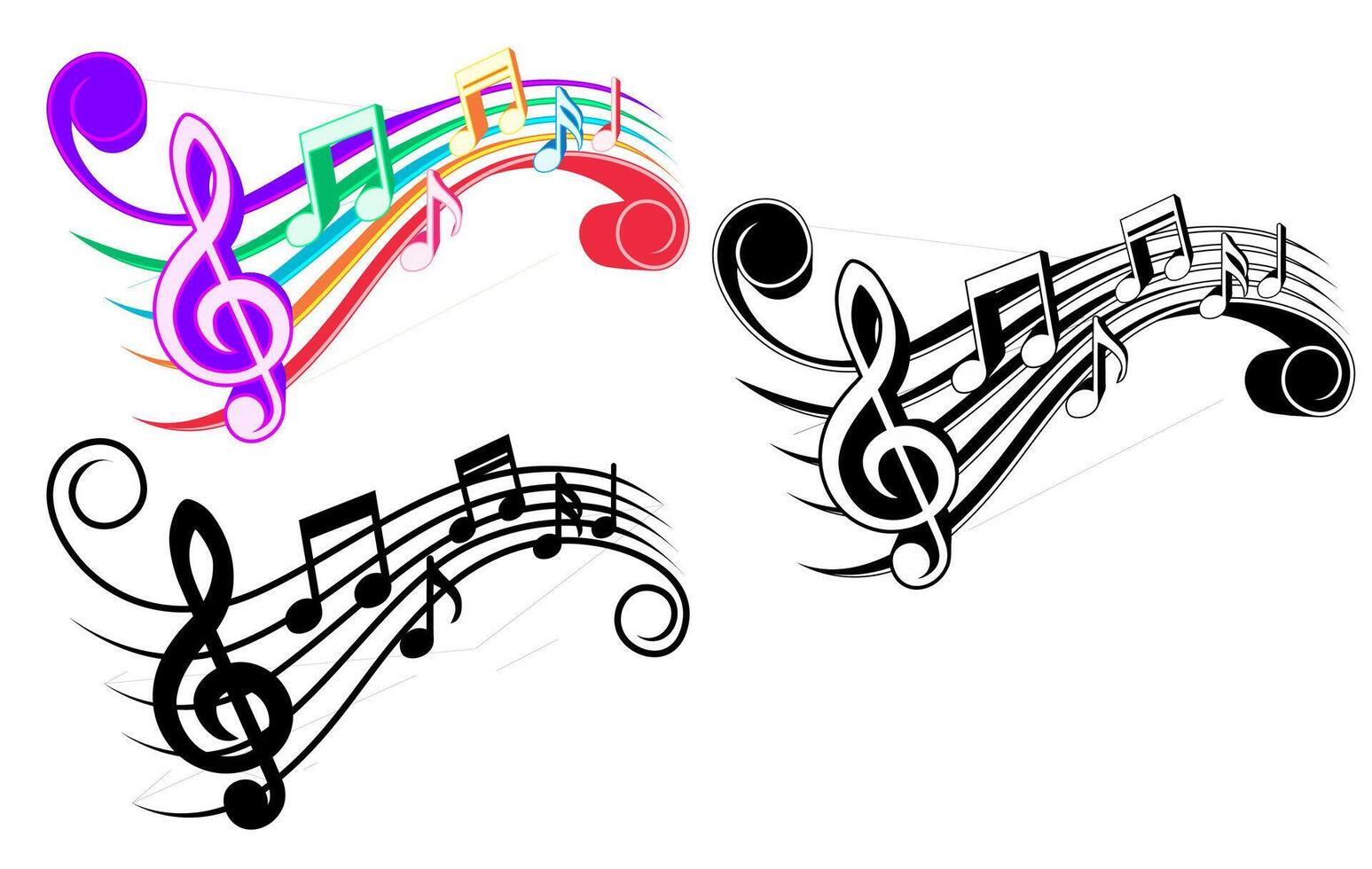 Set collections trendy musical notes sound waves icon vector illustration