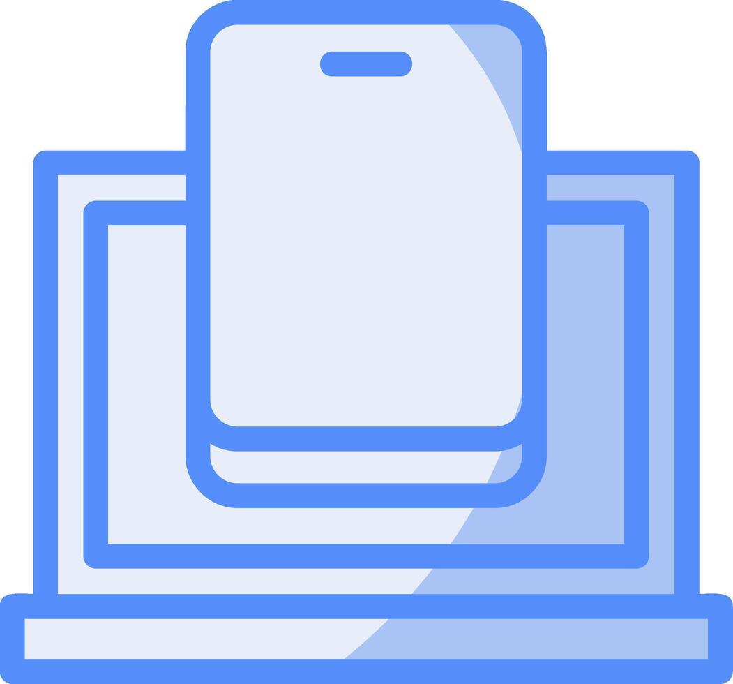 teléfono línea lleno azul icono vector