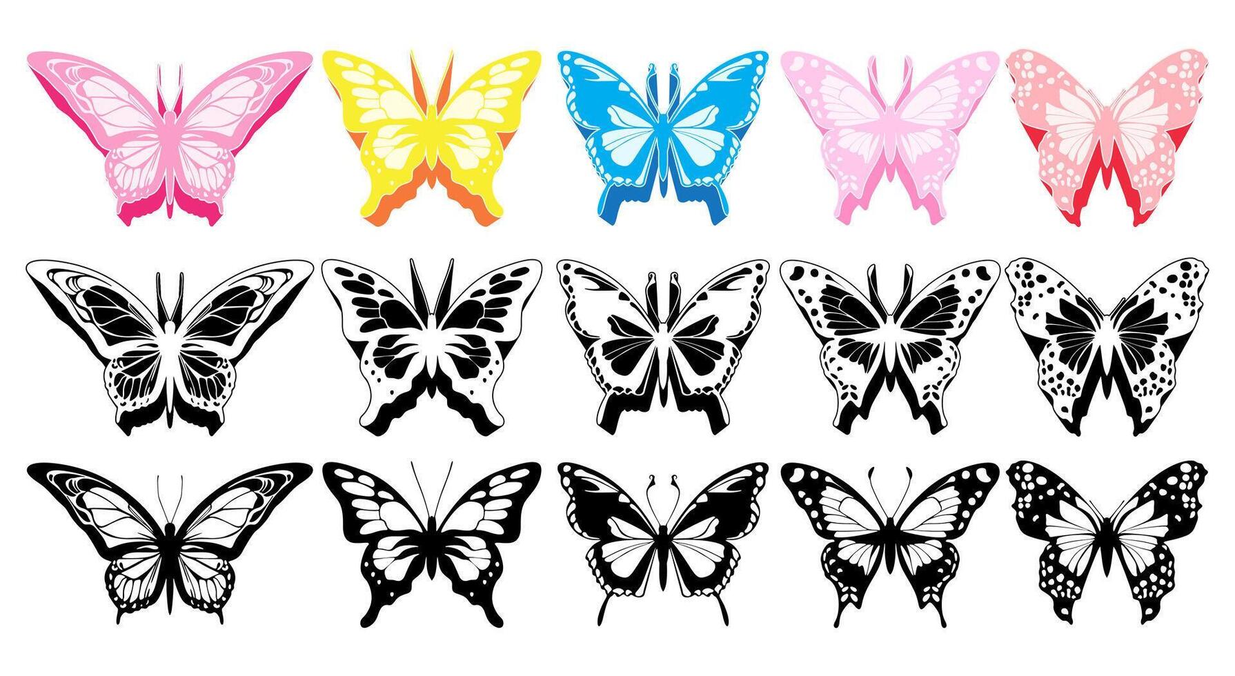 conjunto vistoso mariposa icono diseño vector ilustración