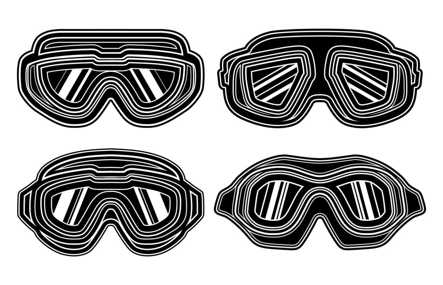 Set vector retro motocross goggles. Safety Glasses design illustration