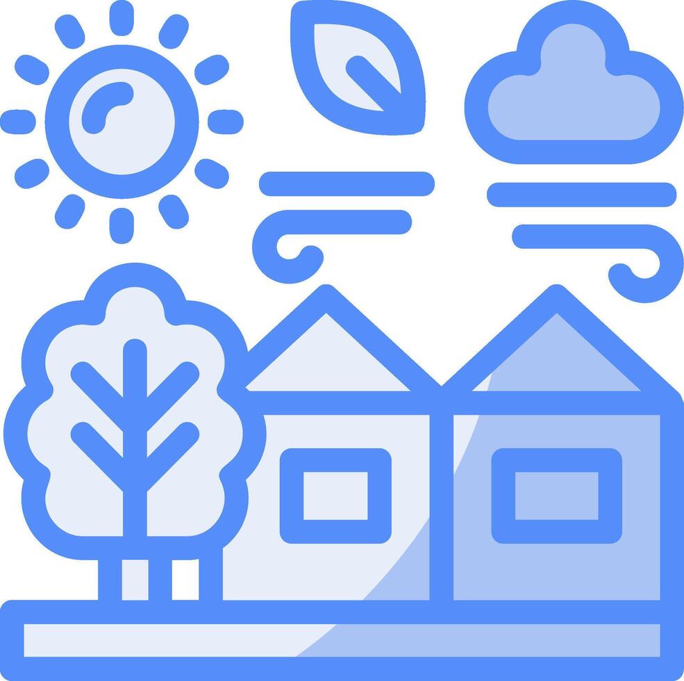 Village Line Filled Blue icon vector