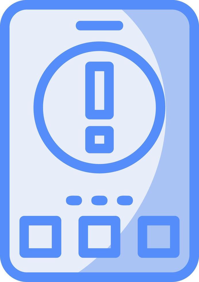 Exclamation Mark Line Filled Blue Icon vector