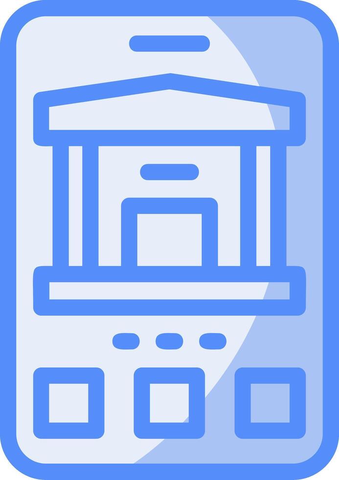 Bank Line Filled Blue Icon vector