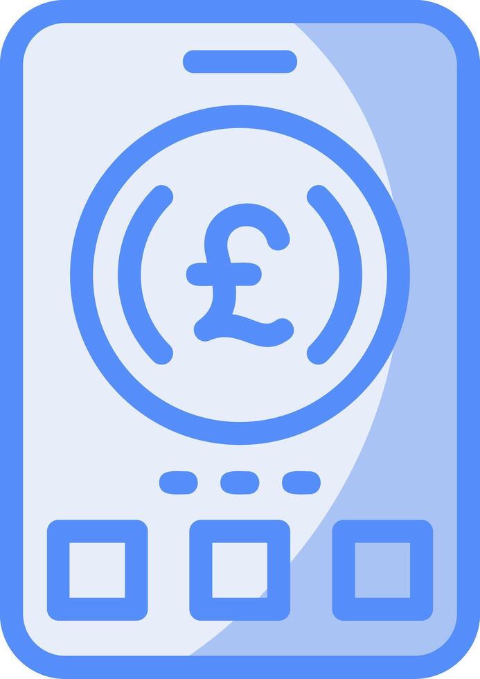 Pound Sign Line Filled Blue Icon vector
