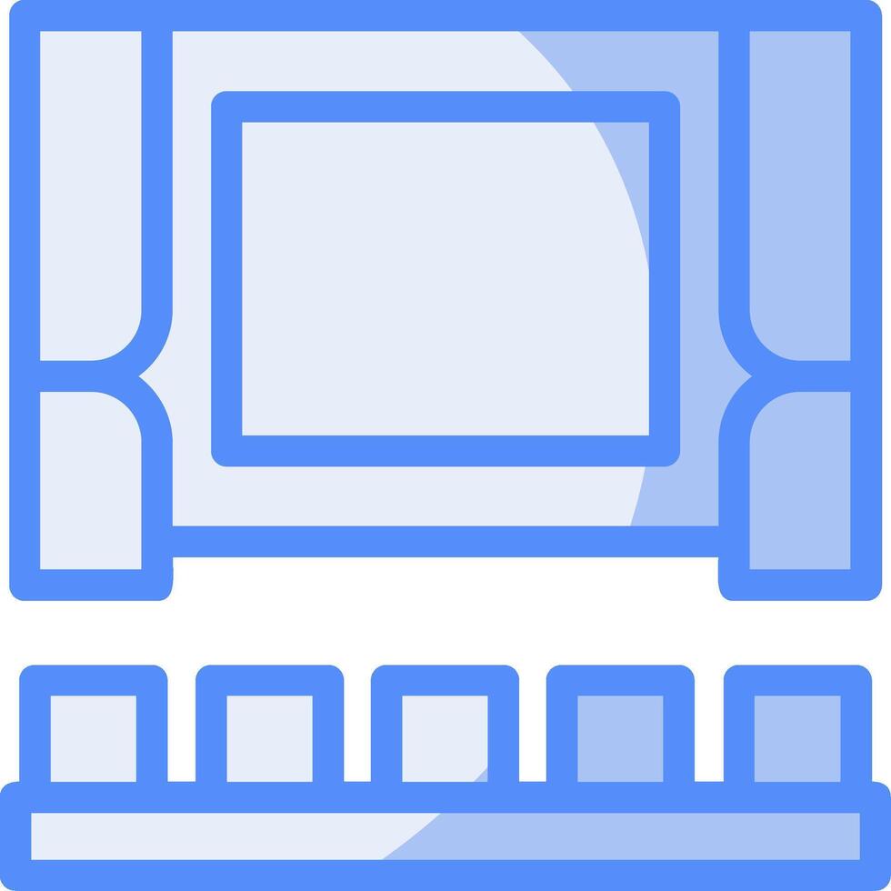 Cinema Line Filled Blue icon vector