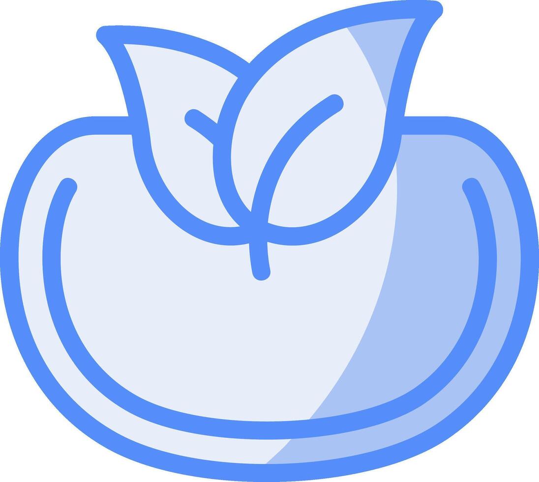 té hojas línea lleno azul icono vector