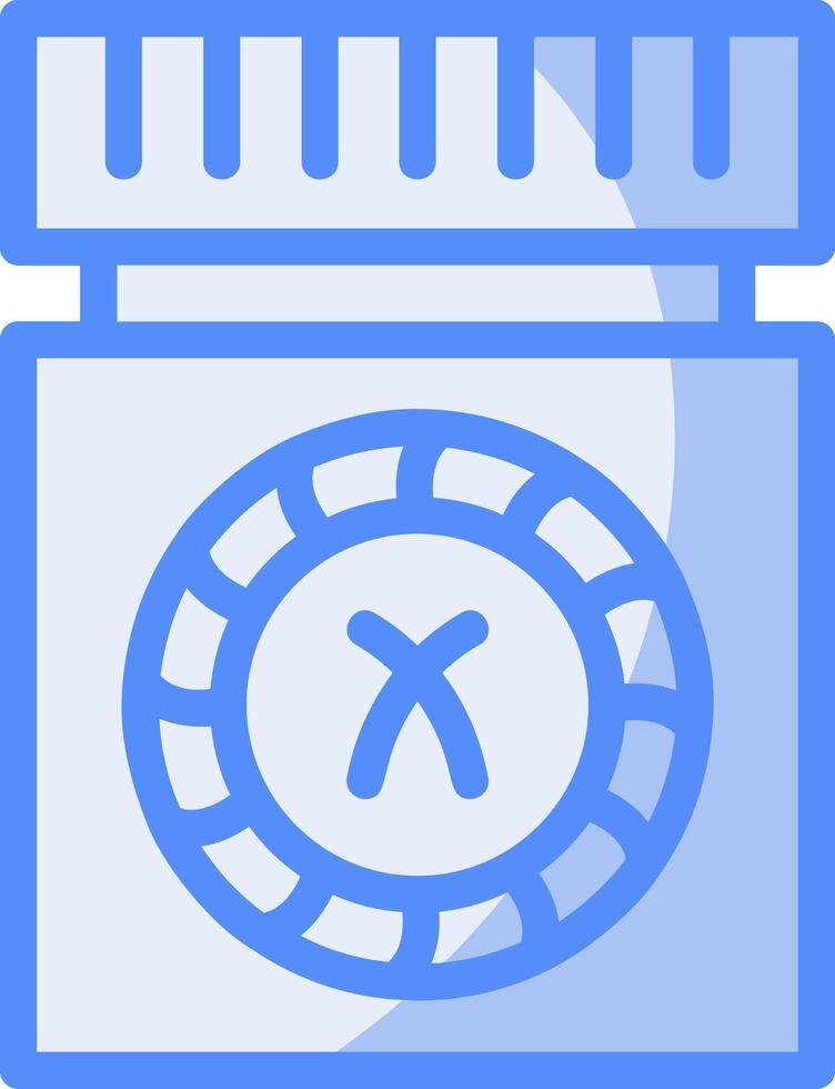 piña tarta línea lleno azul icono vector