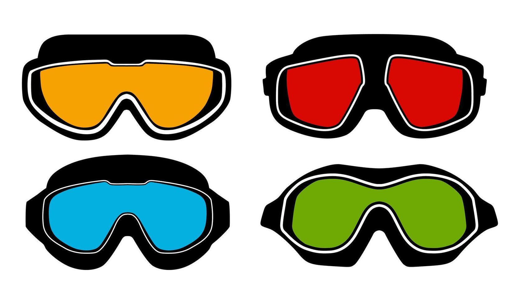 conjunto motocicleta lentes icono. la seguridad gafas de protección diseño vector ilustración