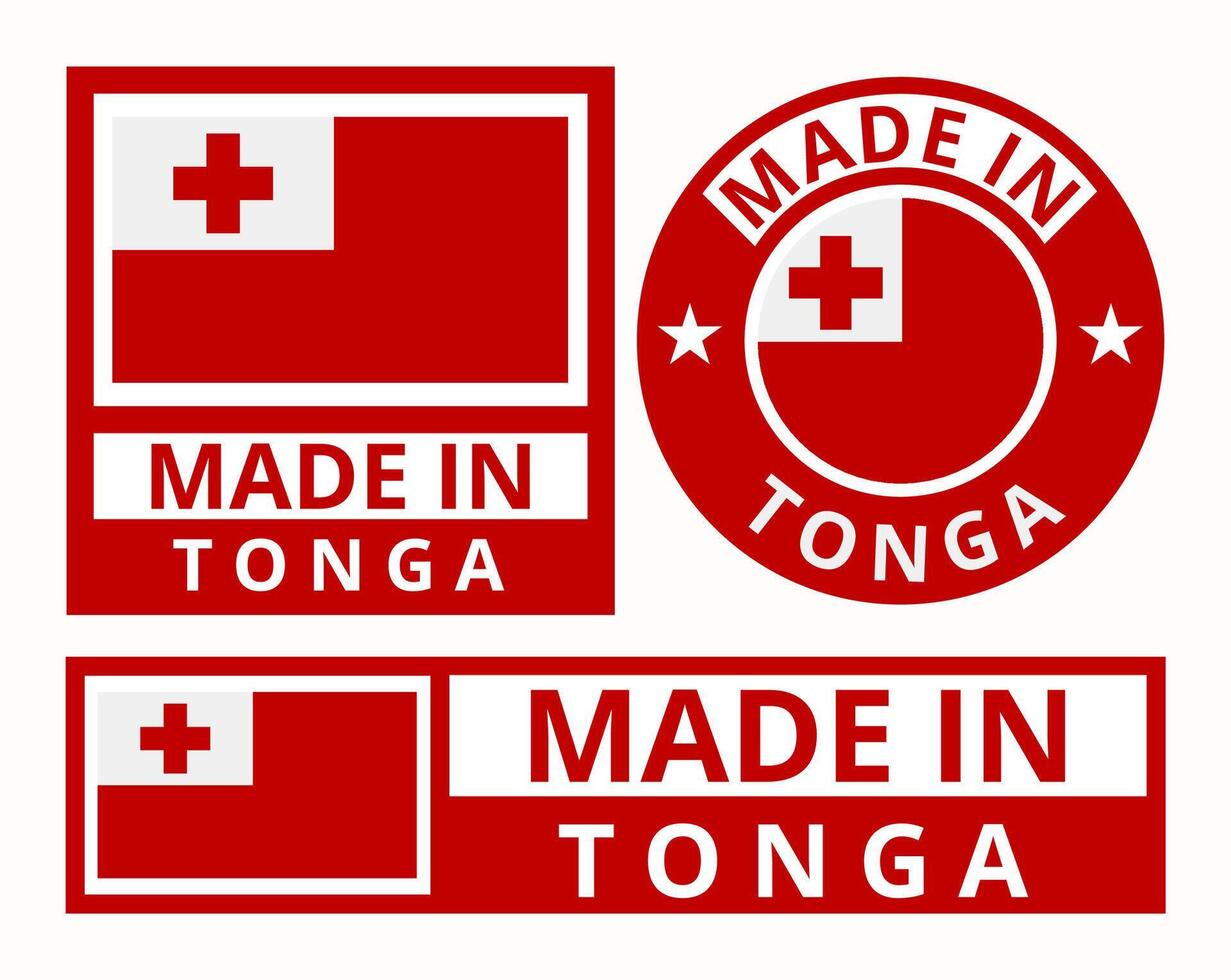 Vector set made in Tonga design product labels business icons illustration