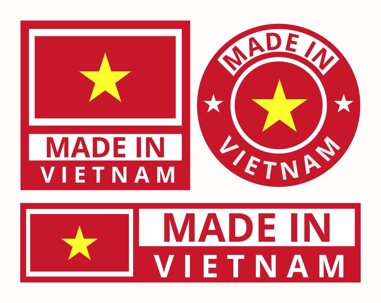 vector conjunto hecho en Vietnam diseño producto etiquetas negocio íconos ilustración