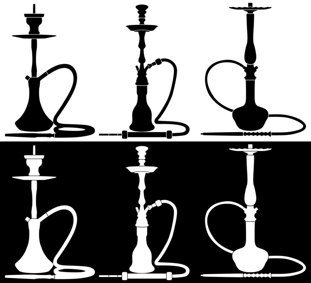 set collections Hookah silhouette icon. Shisha design vector illustration