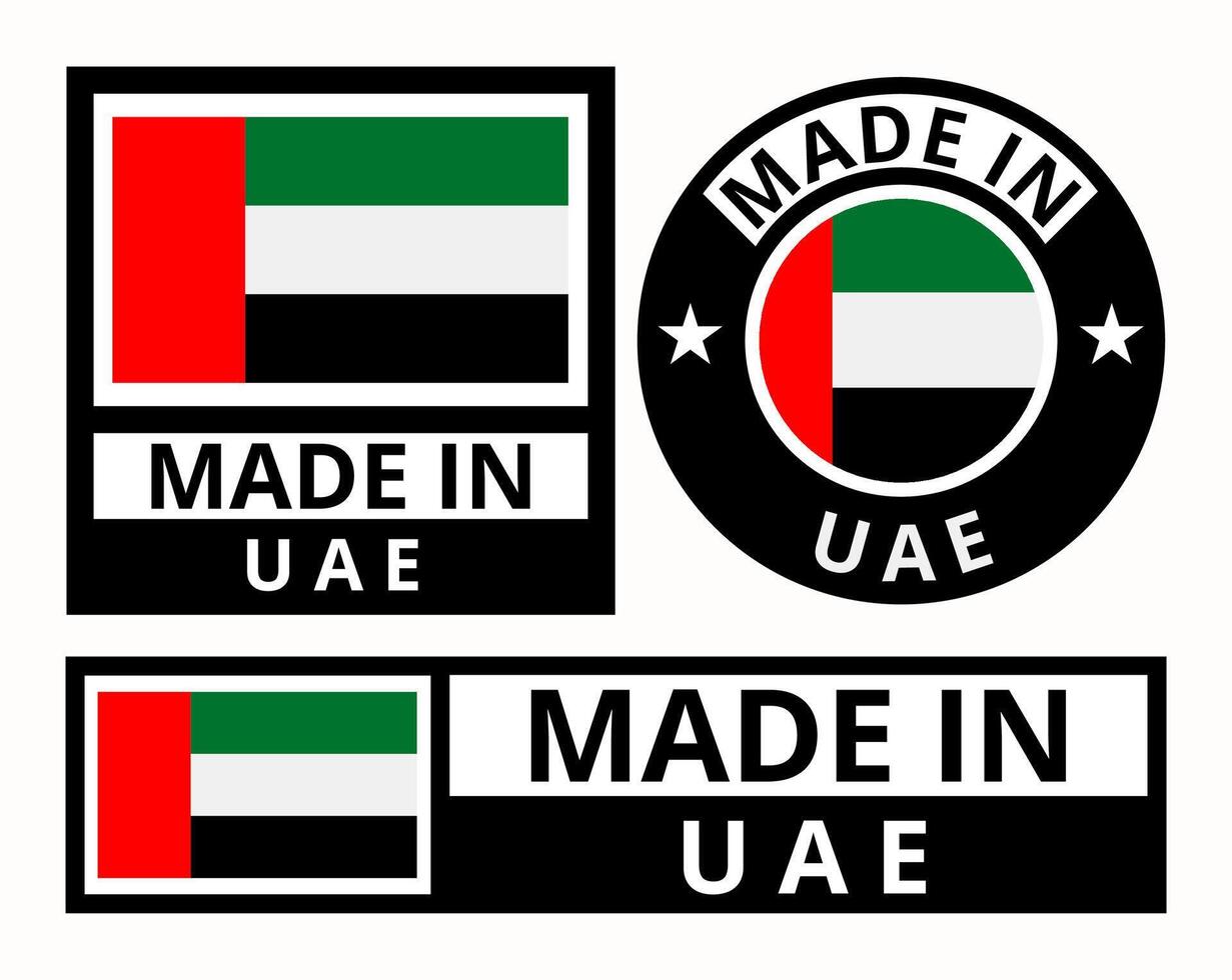 Vector set made in UAE design product labels business icons illustration