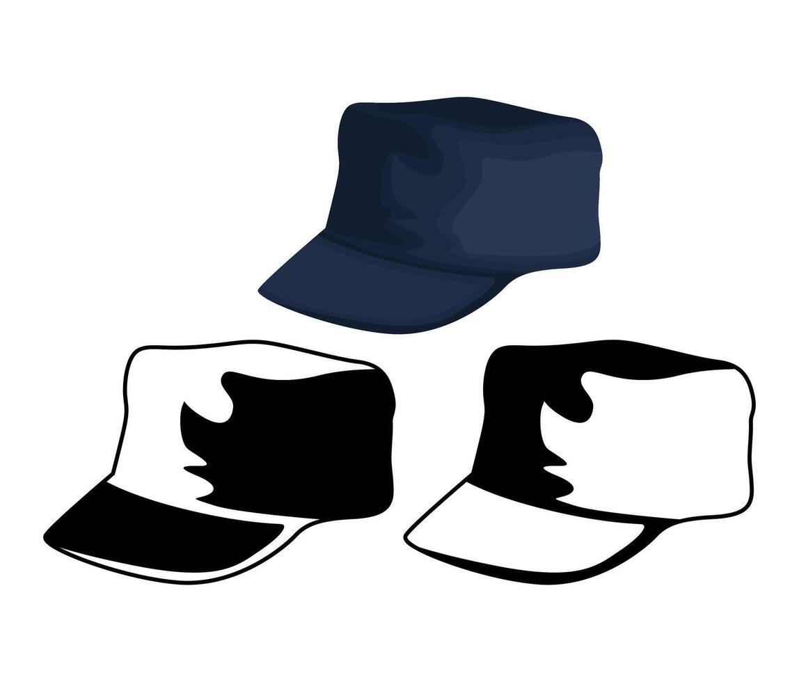 conjunto campo gorra icono vector ilustración