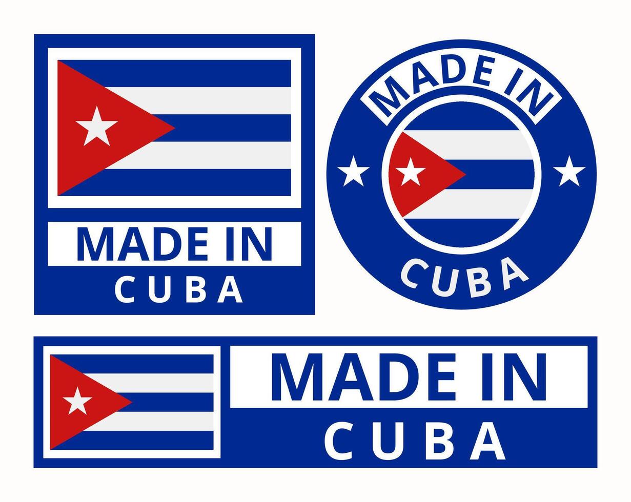 Vector set made in Cuba design product labels business icons illustration