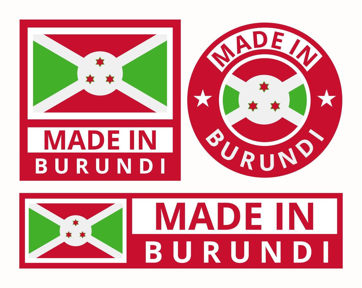 vector conjunto hecho en Burundi diseño producto etiquetas negocio íconos ilustración