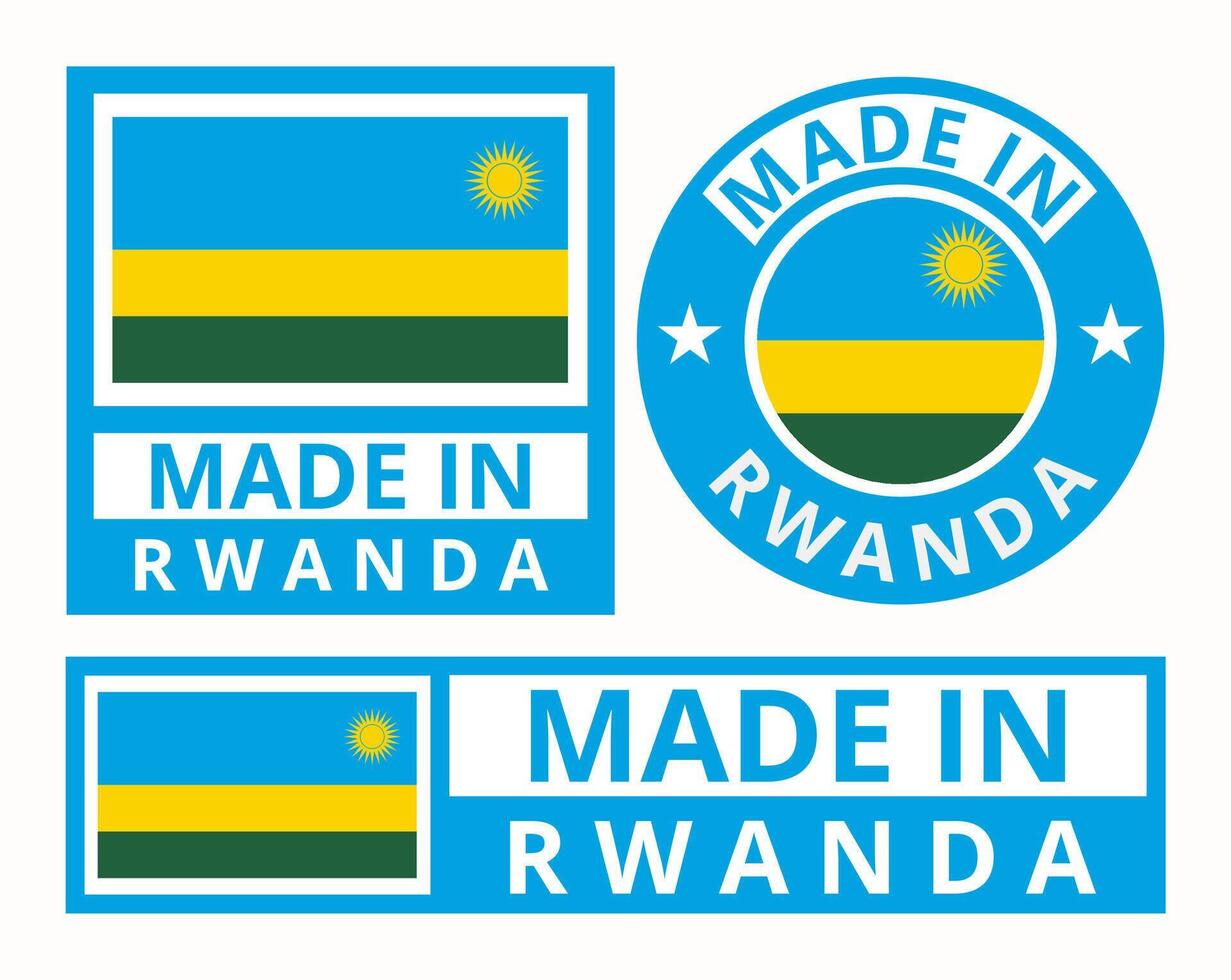 Vector set made in Rwanda design product labels business icons illustration