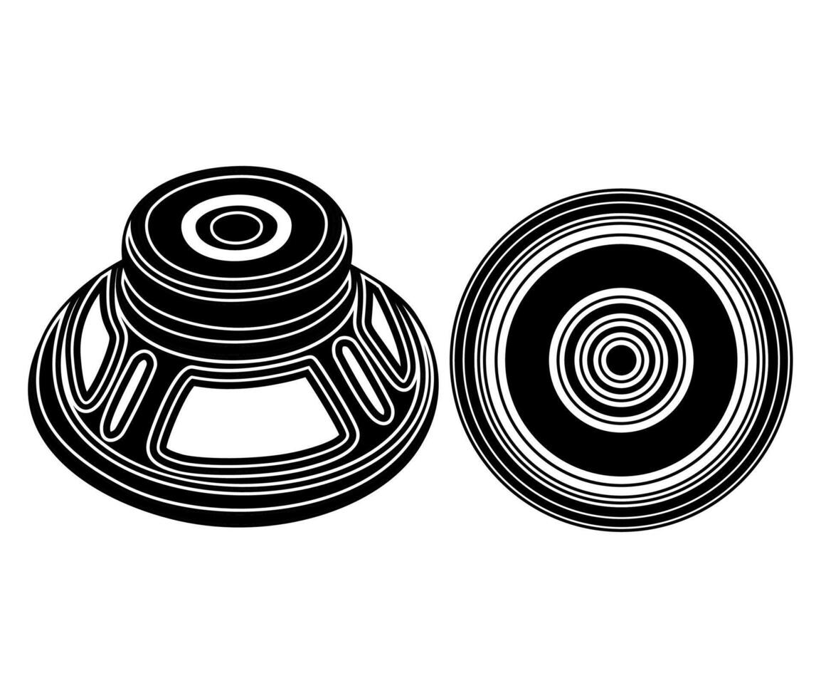 Double black subwoofer icon speaker logo vector illustration