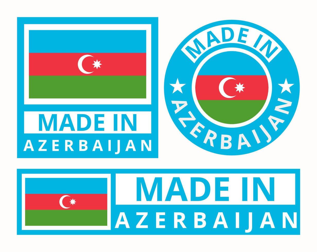 Vector set made in Azerbaijan design product labels business icons illustration