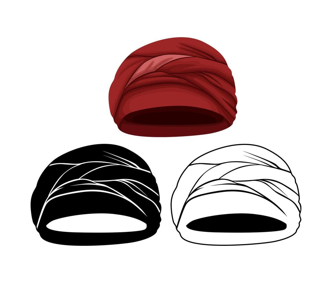 set Turban icon vector. Arabic Indian Hinduism hat accessory illustration vector