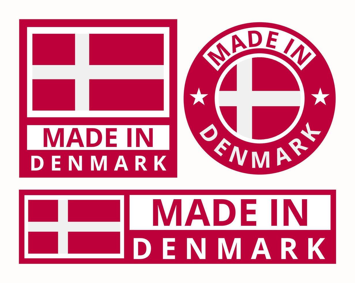 Vector set made in Denmark design product labels business icons illustration