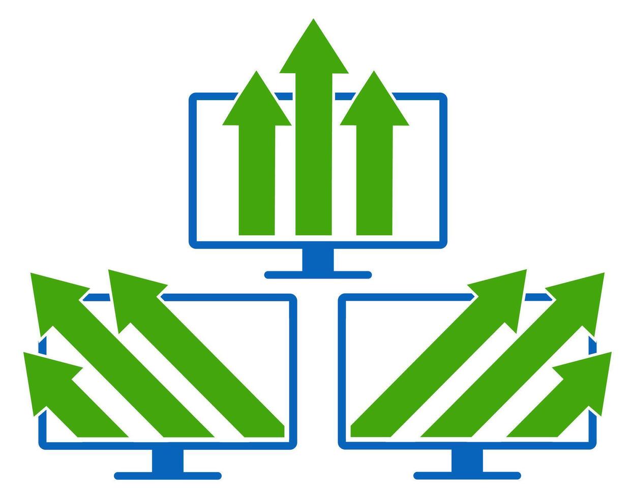 set computer up arrow going up Icons. Growth success symbol vector illustration