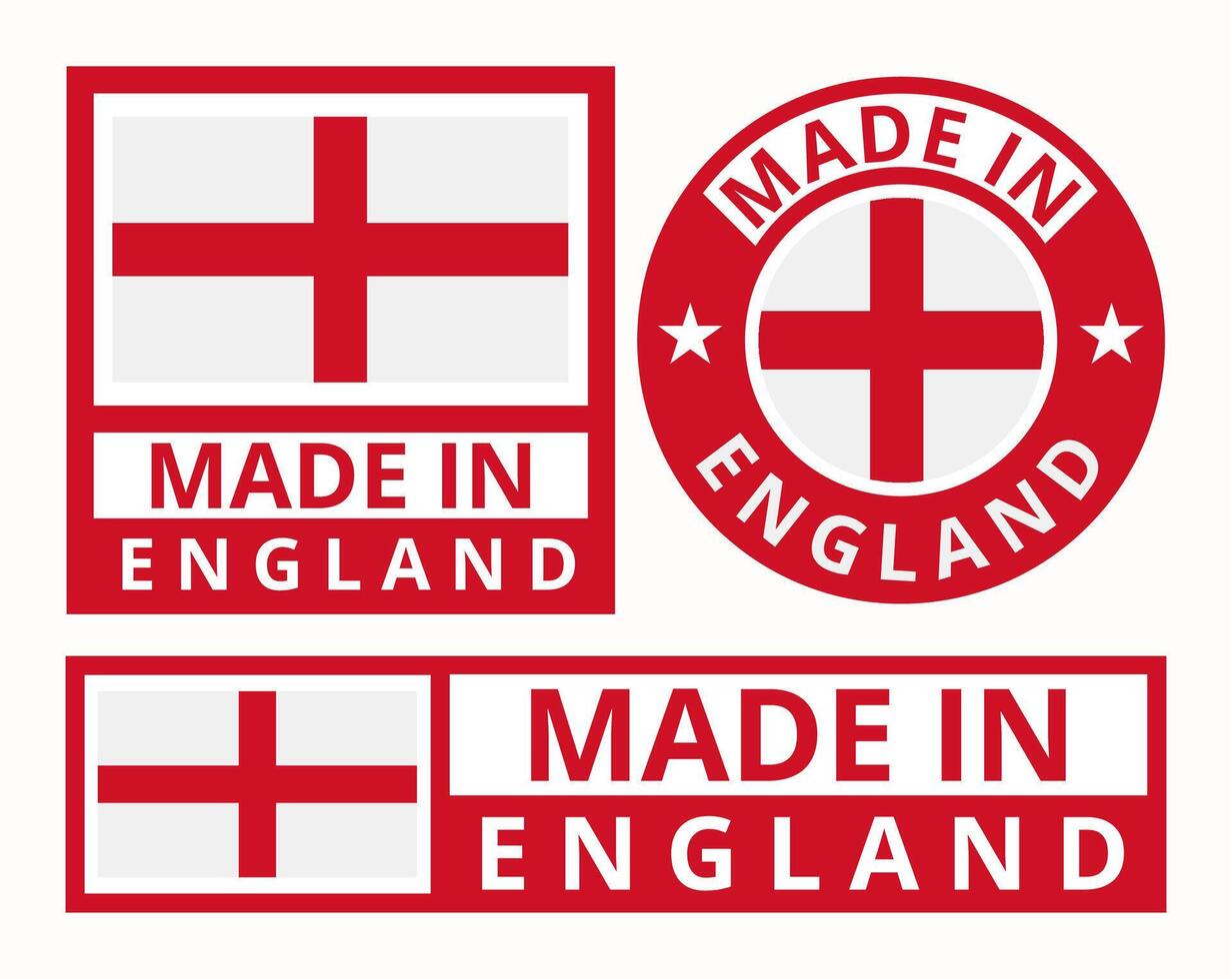vector conjunto hecho en Inglaterra diseño producto etiquetas negocio íconos ilustración