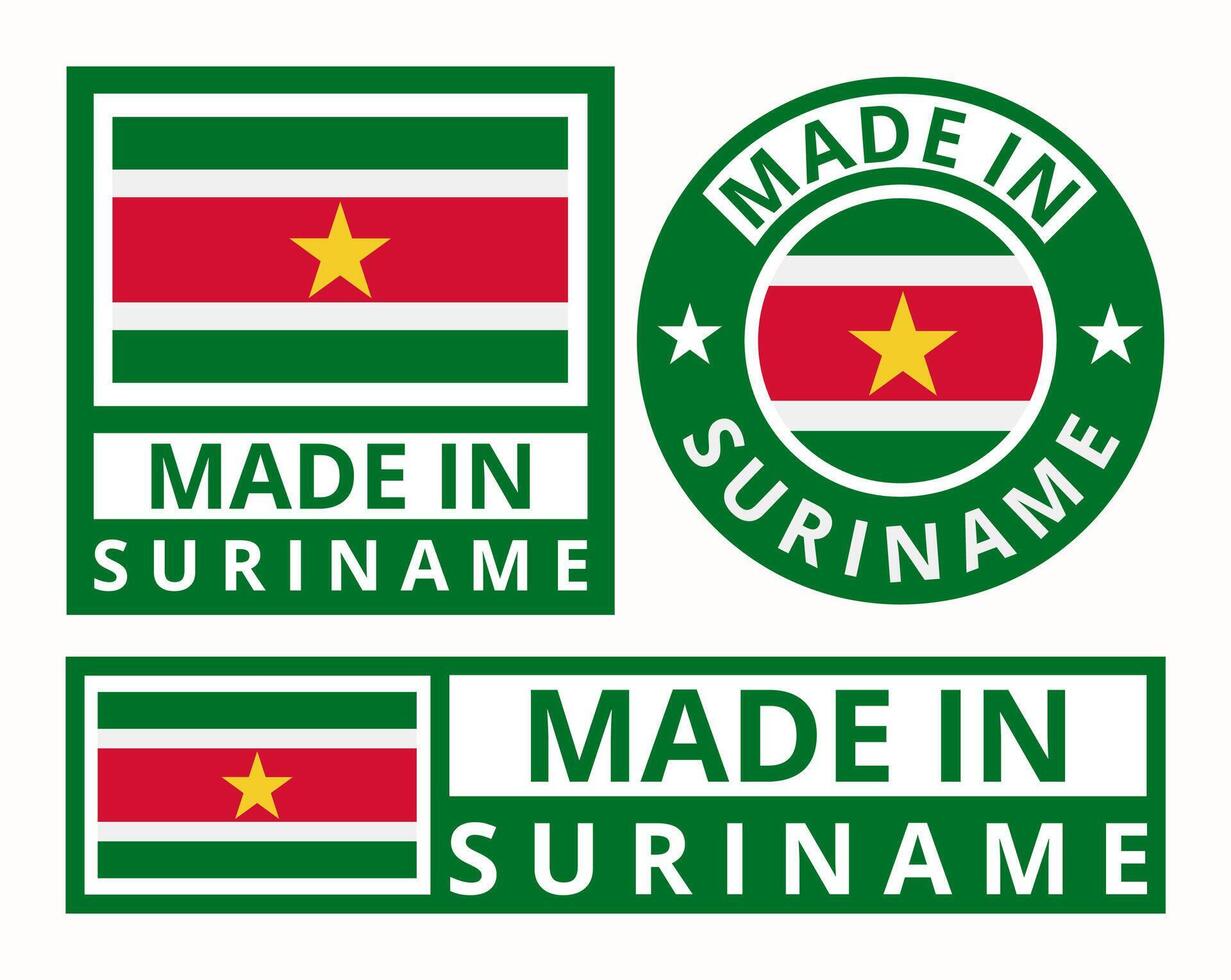 Vector set made in Suriname design product labels business icons illustration