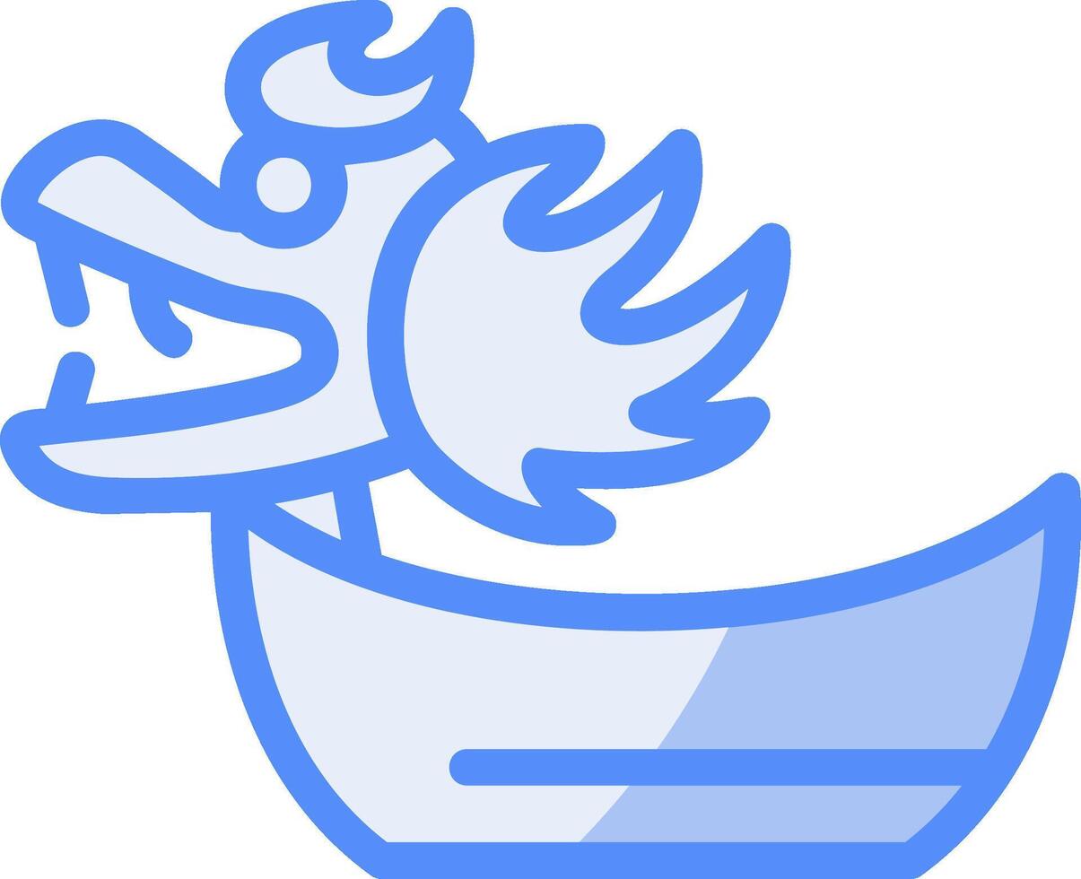 Dragon Boat Line Filled Blue Icon vector