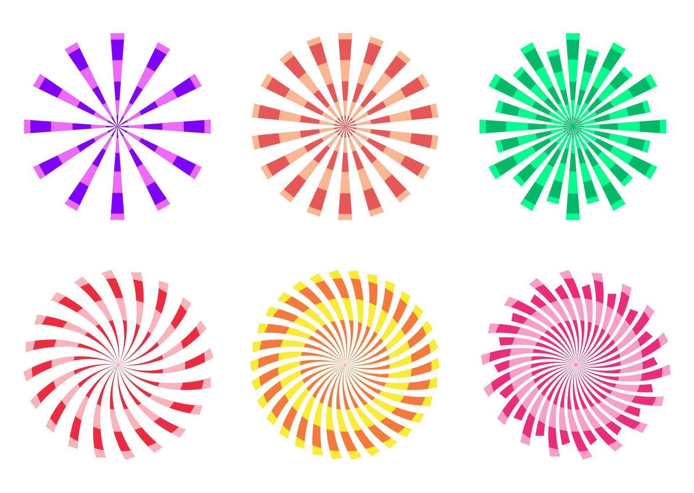 set colorful Sunburst. Firework festival icon element design vector Illustration