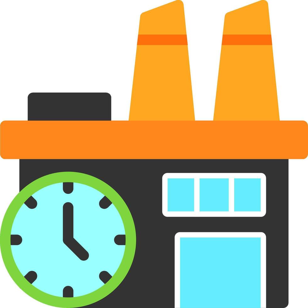 Factory Clock Flat Icon vector