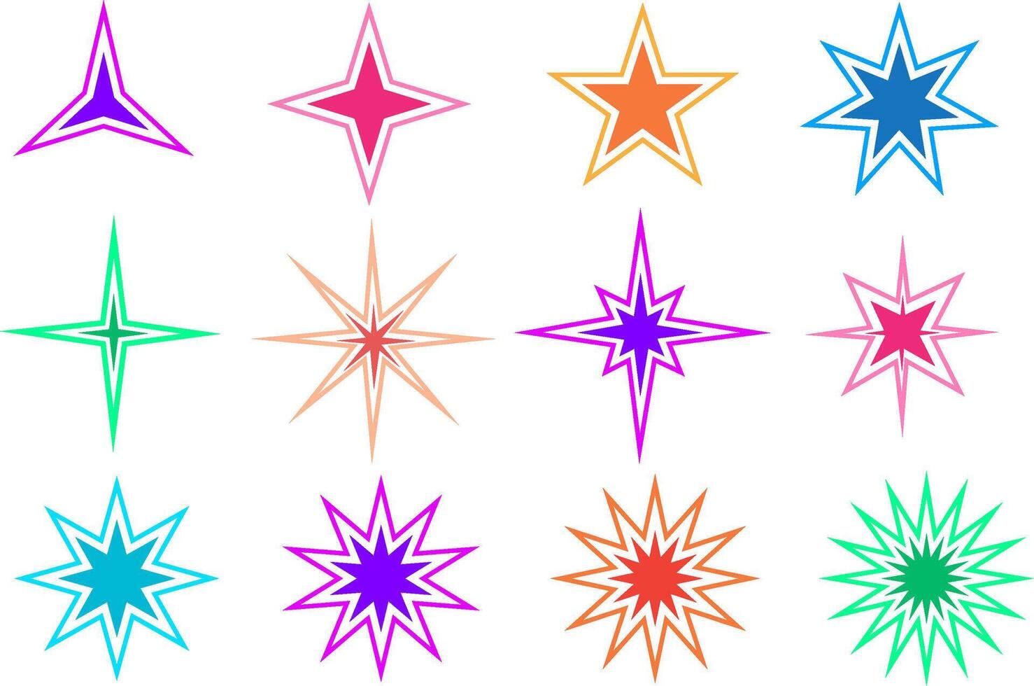 set vector modern stars burst icon elements design illustrations